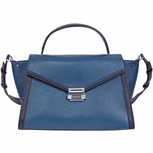 Michael Kors Handbags - MK Large Leather Satchel Whitney Blue Admiral